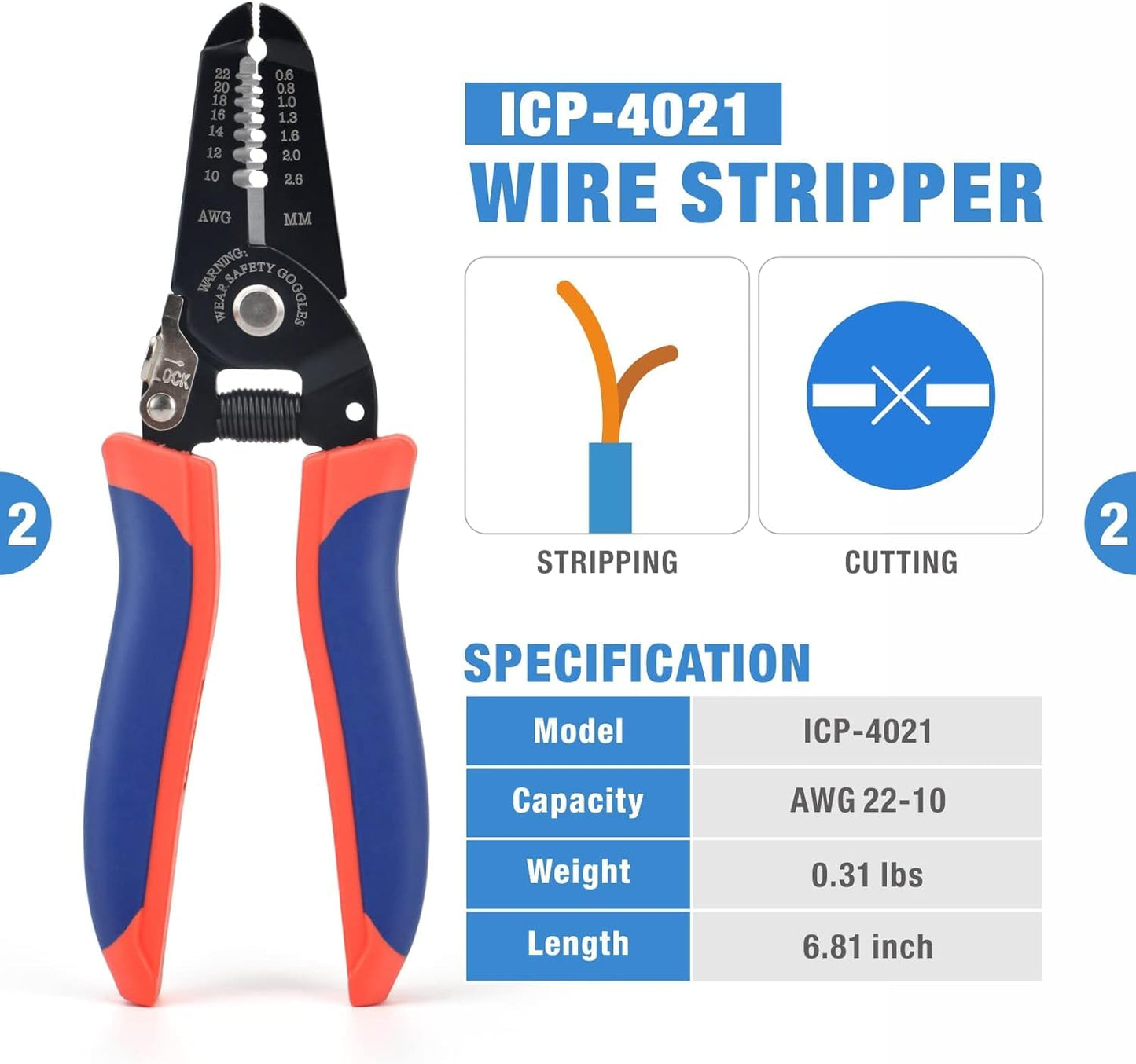 iCrimp Quick Change Ratcheting Wire Crimper Tool Set for Insulated, Heat Shrink, Non-Insulated Terminals, Battery Cable Lugs, IWS4 Solar connectors, Wire Ferrules, 8 Pieces with Wire Stripper