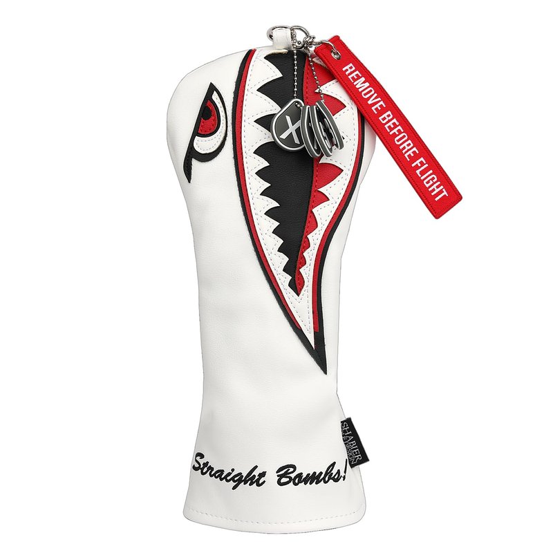 New Flying Tiger Warshark Golf Driver Headcover for Taylormade M3 M4 M5 M6 SIM Golf Club Available for Driver Size Wood Size Rescue Size (White Hybrid Cover)