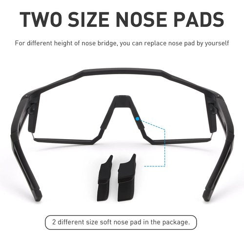 KAPVOE Photochromic Cycling Glasses MTB Clear Mountain Bike Transition Bicycle Sunglasses for Men Women - K9022