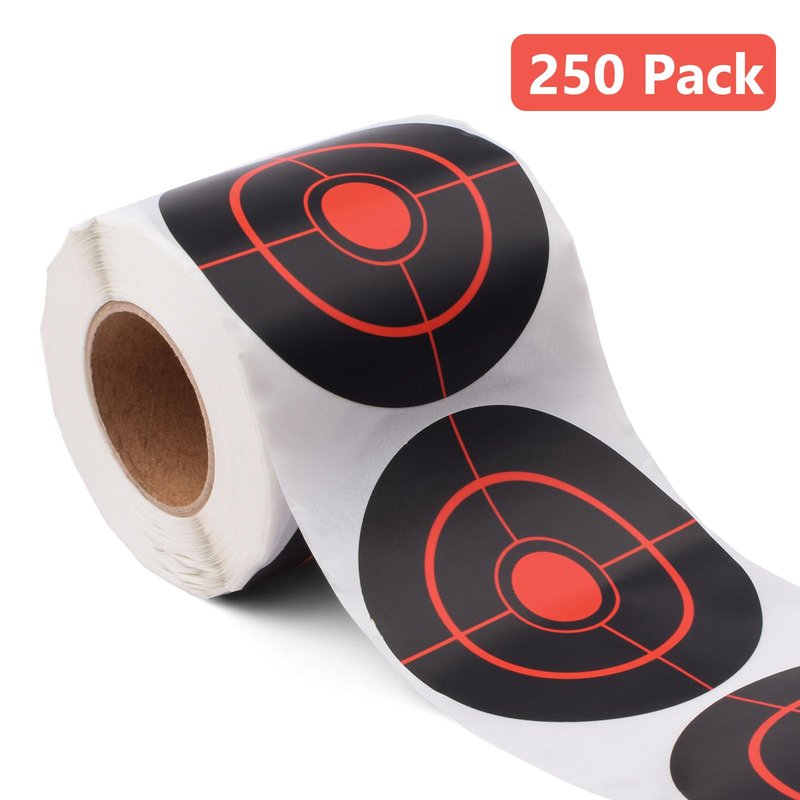 SKLK-SEL 3" Reactive Paper Targets 250 Pcs Splatter Targets Stickers Targe with Fluorescent Yellow for Shooting Range for BB Gun, Pellet Gun, Airsoft, Rifle Shooting Practice (Round-Red)