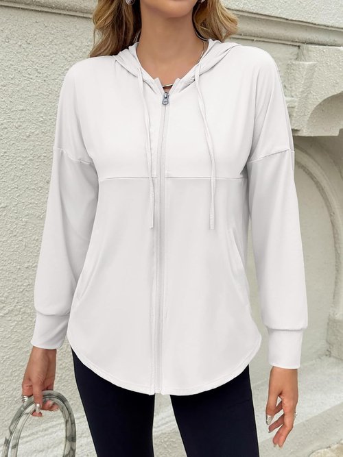 Fisoew Women's Athletic Hoodie Jacket - Lightweight Zip-Up with UPF 50+ Sun Protection | Long Sleeve Workout Top
