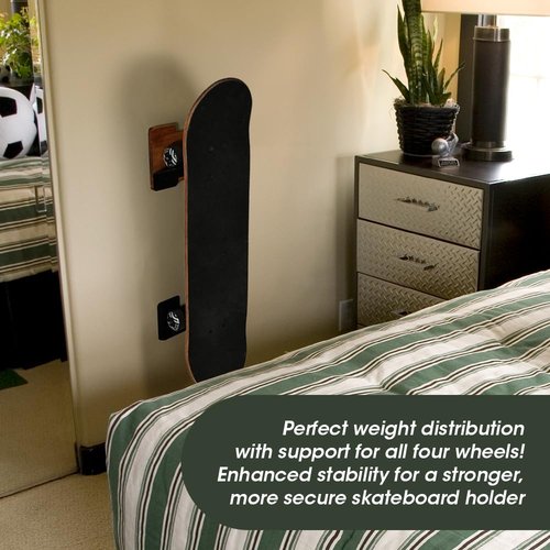 J JACKCUBE DESIGN Skateboard Wall Mount Storage Rack, Longboard Organizer Vertical Display Holder Deck Garage Storage and Floating Shelf with Sturdy Steel & Wood - MK1306A