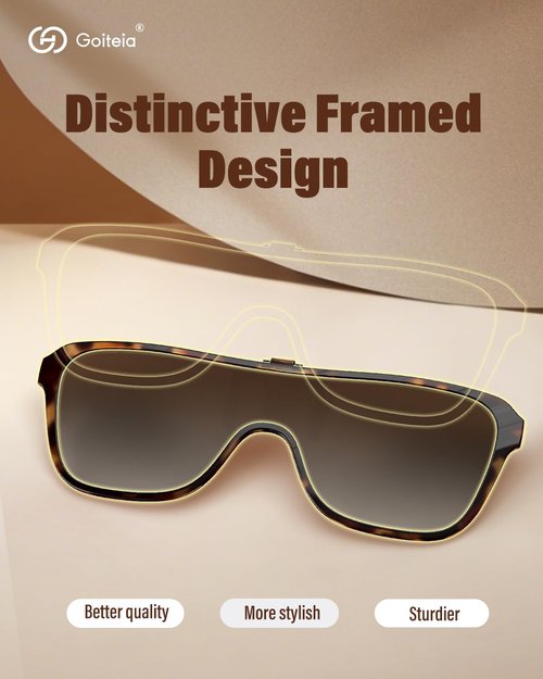 Goiteia Polarized Clip on Sunglasses over Prescription Glasses Women Men-One Piece Design for Wider View-Flip Up-UV Protection