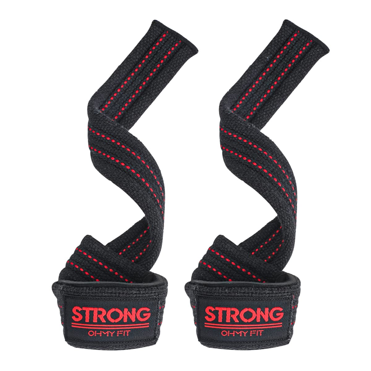 OHMY FIT 24" Padded Cotton Power Grip Straps - Versatile Gym Lifting Straps for Weightlifting, Deadlifting & Strength Training - Durable Wrist Lifting Straps for Men & Women - Gym Workout Grip Straps