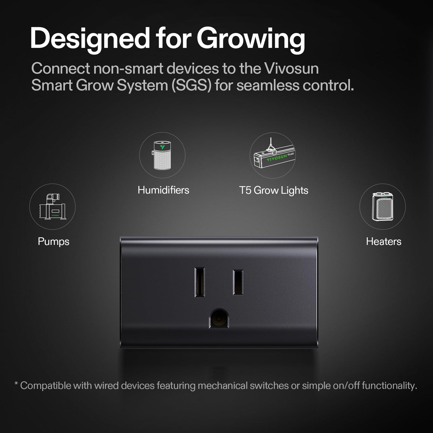 VIVOSUN GrowHub Outlet Controller A10, Smart WiFi Outlet, Smart Plug, 15A 1800W, Remote Control, Compatible with Vivosun App for Grow Tent