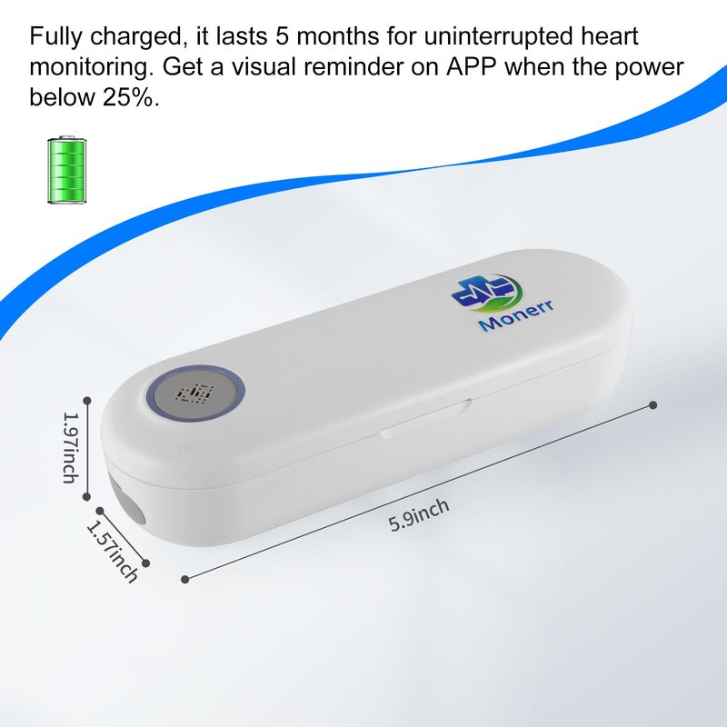 Monerr Portable ECG Monitor | Record and Store One-Lead ECG Signals | Monitor and Display Heart Rate for Home Health Care Use -White