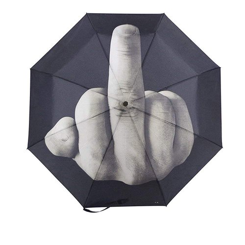 Dunudun Compact Umbrella,Golf Umbrella,Windproof Travel Umbrella,Black Umbrella,Middle Finger Umbrella,Compact Folding Reverse Umbrella with Case For Gifts