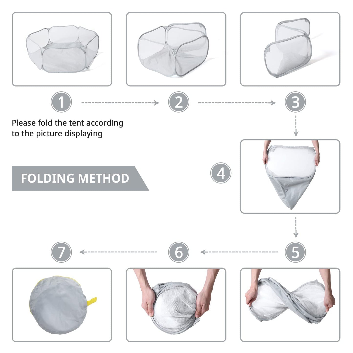 STARBOLO Gray Kids Ball Pit, Children Toy Ball Play Pool Foldable Play Tent for Kids Girls Boys Indoor and Outdoor, Balls Not Included.