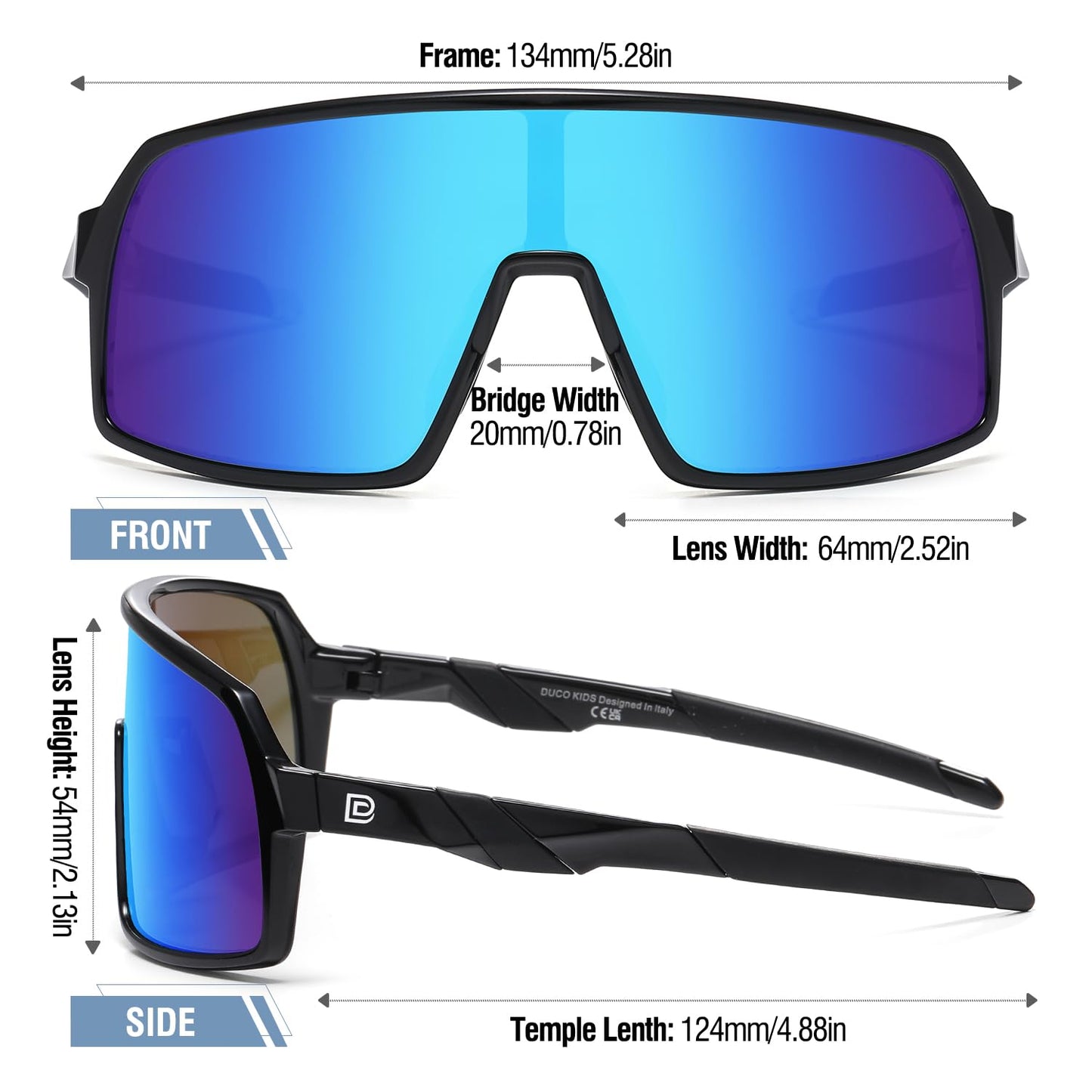 DUCO Youth Baseball Sunglasses 6-12: Sports Kids Glasses for Cycling Polarized UV400 Protection with Strap & Case DK320