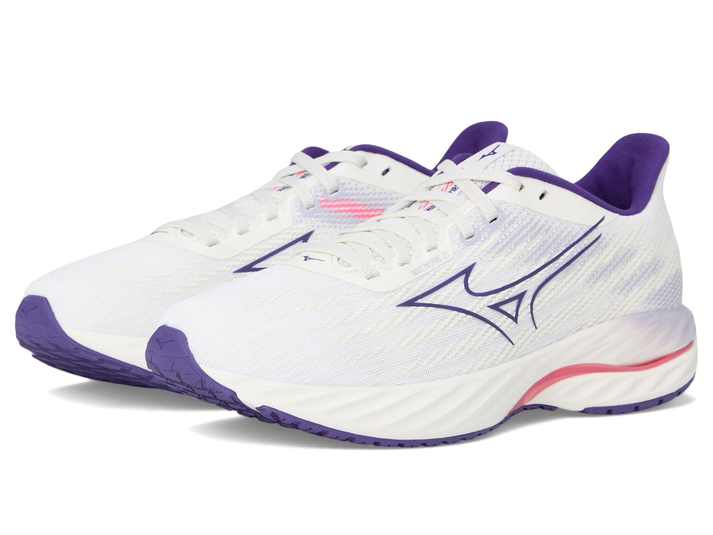 Mizuno Women's Wave Inspire 21 Running Shoe | Support Road-Trail Runner | White-Vintage Indigo | US Womens 8