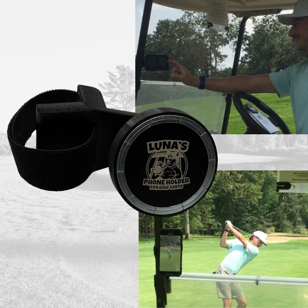 Luna's V3 Golf Cart Phone Mount - Magsafe Compatible Magnetic Golf Cart Phone Holder with Rear Camera Capabilities, Phone Holder for Golf Carts, Golf Cart Accessories for Golfers, Golf Accessories