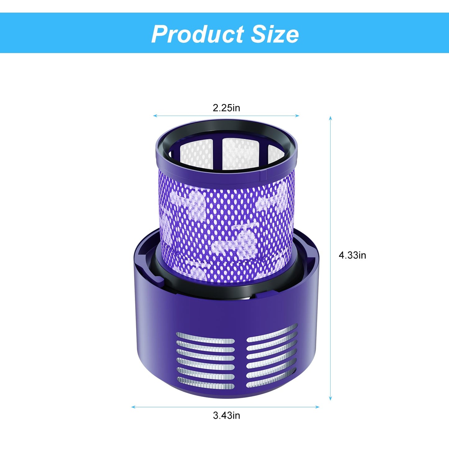Vacuum Filter Replacement Parts Compatible with Dyson Cyclone V10 Series: V10 Total Clean, V10 Absolute, V10 Animal, V10 Motorhead, SV12 Vacuums. Compatible with Part Number 969082-01 (V10-2 Pack).