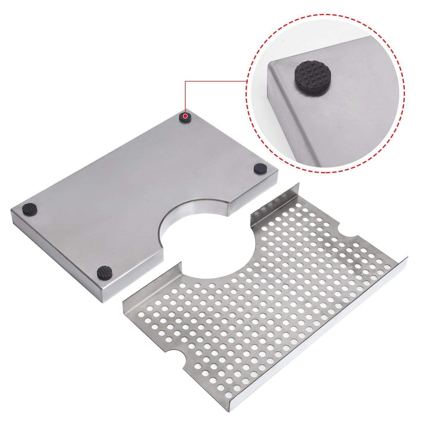 Beer Drip Tray, Beer Tap Drip Tray, Beer Keg Drip Tray, Easy to Clean Highly Polished Surface Drip Tray, Beer Tap Drip Tray with Non Slip Rubber pad 11.96 x 7.05 x 1.02 inches