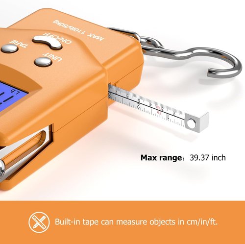 Dr.meter Fishing Scale - 110lb Digital Luggage Scale with Backlit LCD & Measuring Tape | Compact & Portable Fishing Gear