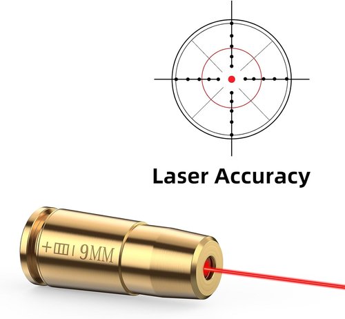 EZshoot Bore Sight Laser - 9mm, .223, 5.56mm, .243, .308 & 12-Gauge Red Laser with Case & Batteries