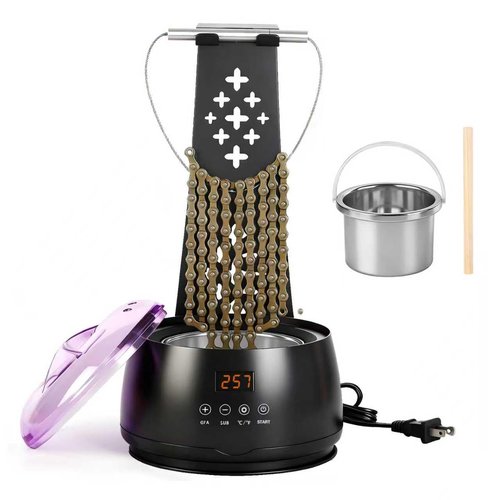 Datdifen Bicycle Chain Wax Melting System (19oz), Includes Chain Cleaning Machine and Cooling Rack. Precise Temperature Control for Rapid Melting, Professional Cleaning and Waxing Tools