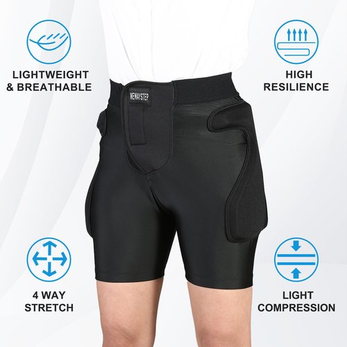 3D Protection Padded Shorts, Hip Butt Tailbone Crash Pad Pants, Impact Protective Gear for Figure Skating Snowboarding Ski Roller Skateboard (Black, Large)