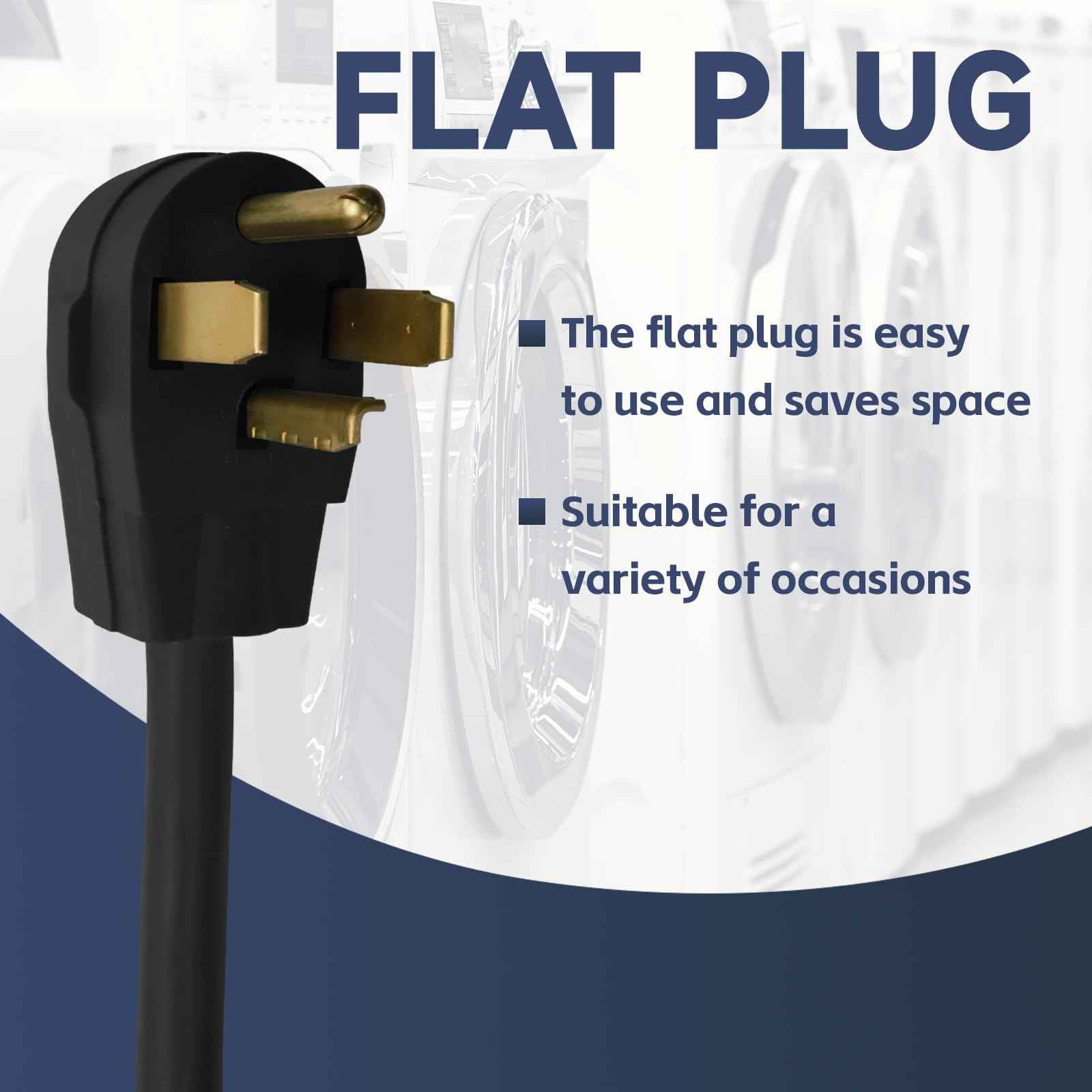 EP 4 Prong Dryer Cord, 6 ft 10/4 SRDT, 30Amp Appliance Extension Power Cord, NEMA 14-30, Black