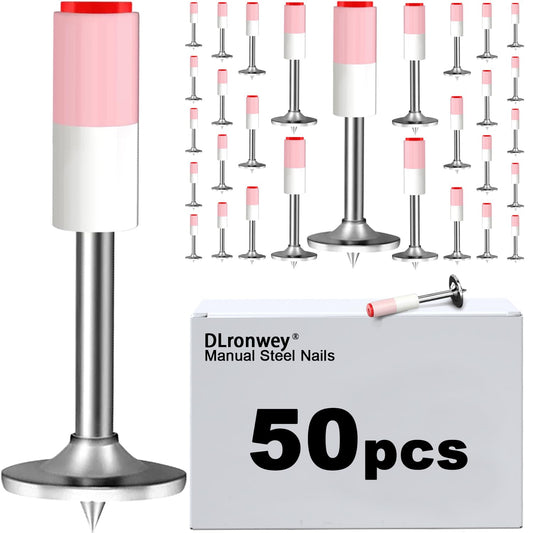 DLronwey Manual Steel Nail 50 pcs,Concrete Nail Wall Fastening Tool,for Concrete Ceiling Cable Ducts Fixed Slotting Device Repair Tool Home DIY Nail Gun Accessories