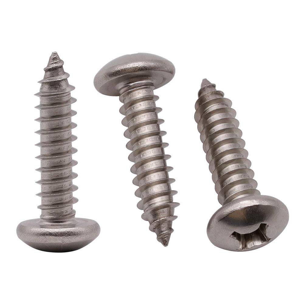 #14 x 1-1/2" (50 Pack) Stainless Steel Phillips Pan Head Wood Screws, Stainless Steel 304 (18-8), Pan Head Sheet Metal Screws Self Tapping for Wood