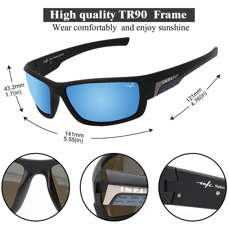 INFI Fishing Polarized Sunglasses for Men and Women Sports Sun Glasses UV Protection (Matte Black/Red)