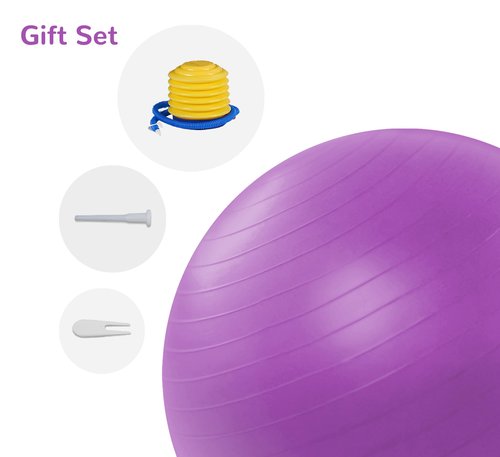 Silfrae 55/65/75cm Yoga Ball Exercise Ball Pilate Balance Ball, Ball Chair with Pump Anti-Slip & Anti-Burst for Fitness, Home and Office (Purple, 29.5Inches)