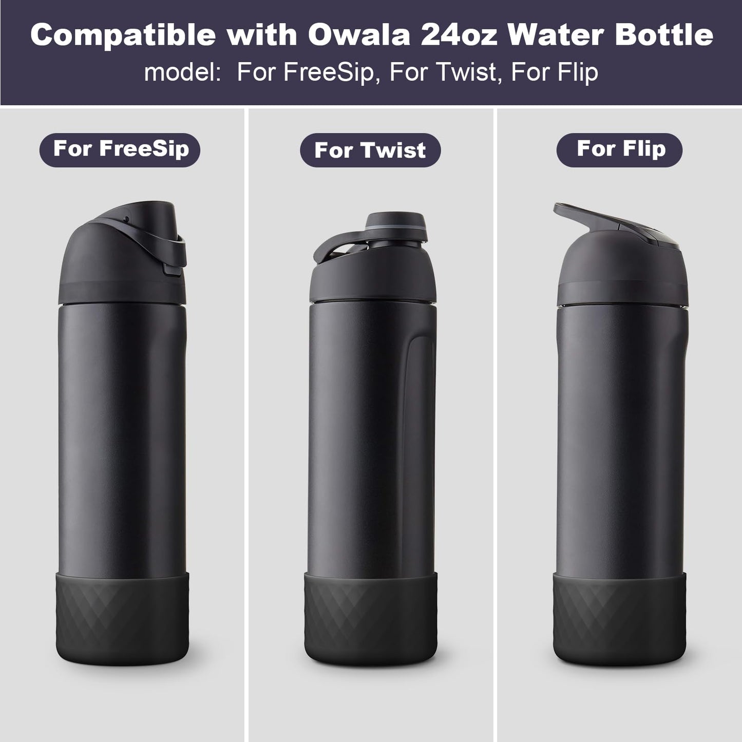 Beonsky Silicone Boot for Owala Water Bottle 24 oz, Anti-Slip Protective Sleeve for FreeSip/Twist/Flip Stainless Steel Water Bottles Accessories