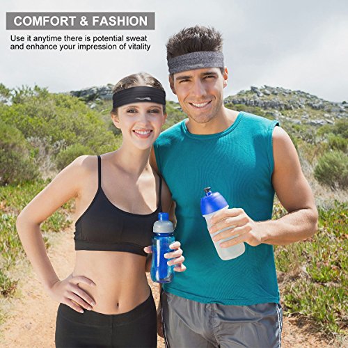 Super Absorbent Sweatbands for Fitness - 2-Pack Black & Grey