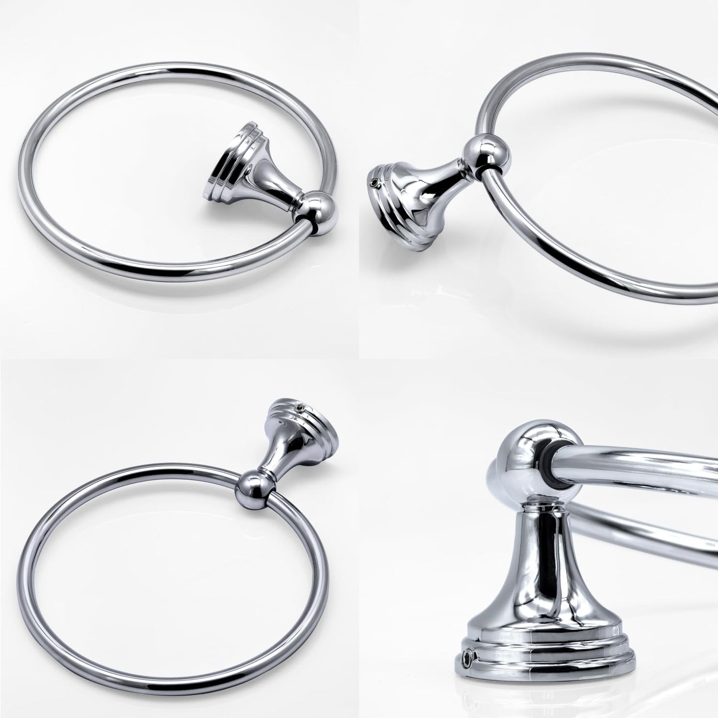 Hand Towel Ring for Bathroom – Chrome Round Towel Holder, Wall Mounted Rack, Sleek Hanger for Bath, Kitchen, RV, Decor