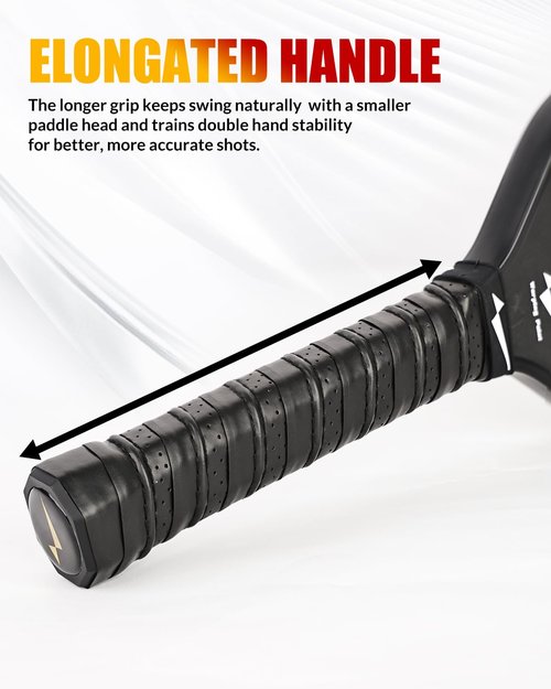 Warping Point Pickleball Training Paddle with Dual Different Friction Surface Technology, T700 Raw Carbon Fiber Pickleball Sweet Spot Trainer with Elongted Handle, 16mm Core Practice Pickleball Paddle