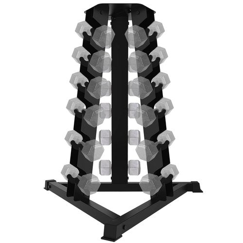 Balelinko Dumbbell Rack Stand Only, 6 Tier Triangular Frame Dumbbell Rack, Dumbbell Holder with 18 Dumbbell Storage Placements, 900 lbs Weight Capacity Weight Storage Stand for Home Gym，Black