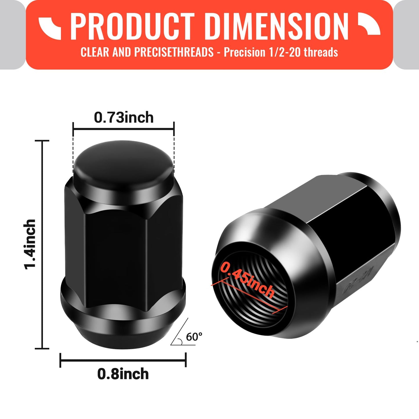 DRIVE UP Golf Cart Chrome Wheel Lug Nut Kit for Club Car DS Precedent and EZGO TXT RXV Models, 16 Black Packs (1/2-20 Size) OEM 1010984 14723-G1