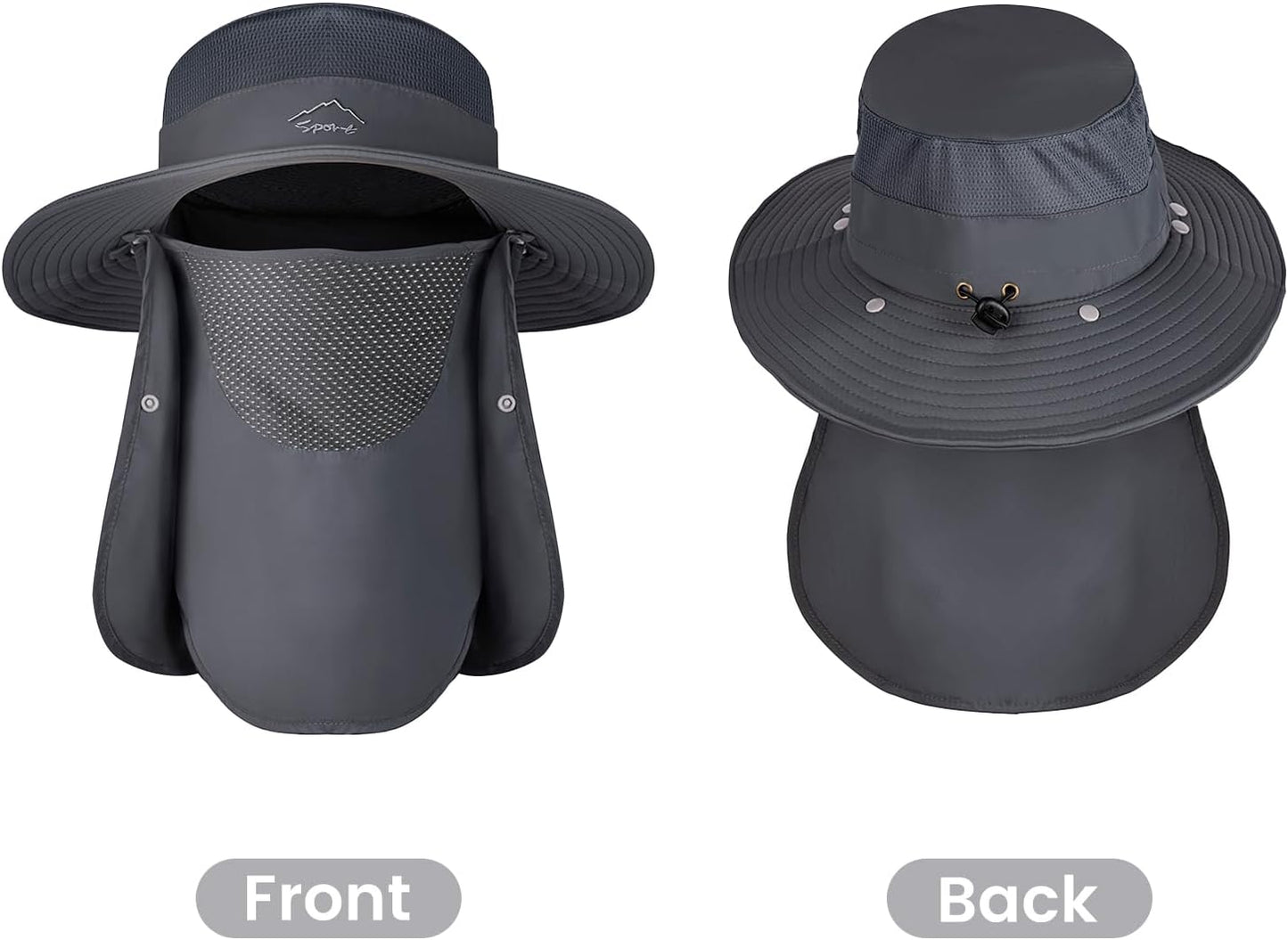 Sun Hats | Wide Brim Bucket Hat for Men & Women - UV Protection with UPF 50+ Face Cover & Neck Flap