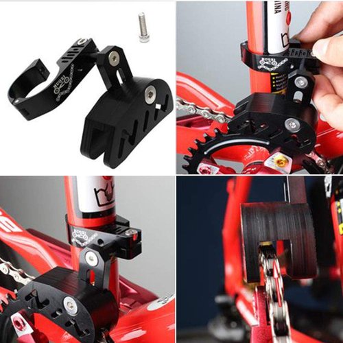 Bike Chain Guide MTB Bike Protector Road Bicycle Mountain Cycle Chain Guide Tensioner with Hollowed Design for Single Disc Sprocket, Front Dial Smooth Driving(Black)