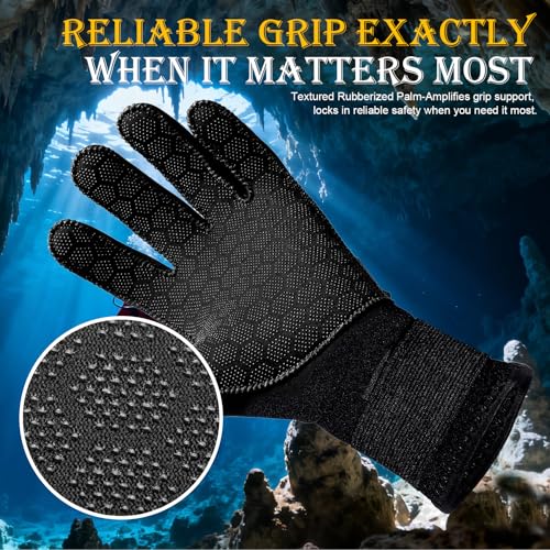 3mm Neoprene Diving Gloves with Adjustable Strap - Anti-Slip