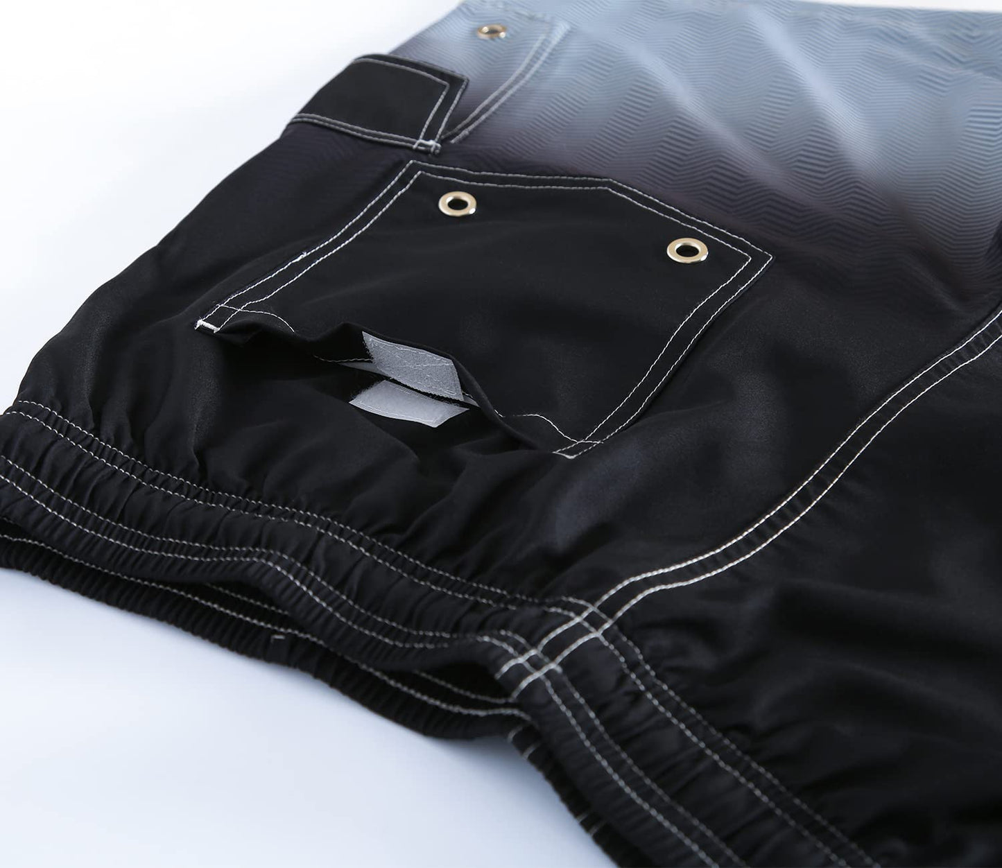 ELETOP Men's Swim Trunks Quick Dry Bathing Suit Swimming Board Shorts Mesh Lining Beach Swimwear Cargo Gradient Black 3XL