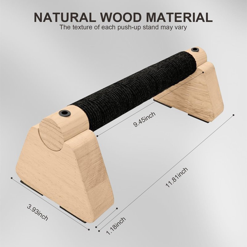2 PCS Wooden Parallettes Bars, Wood Push Up Bars Calisthenics Equipment with Non-Slip Base, Pushup Handles Fitness Blocks for Men and Women Strength Training-12 Inch