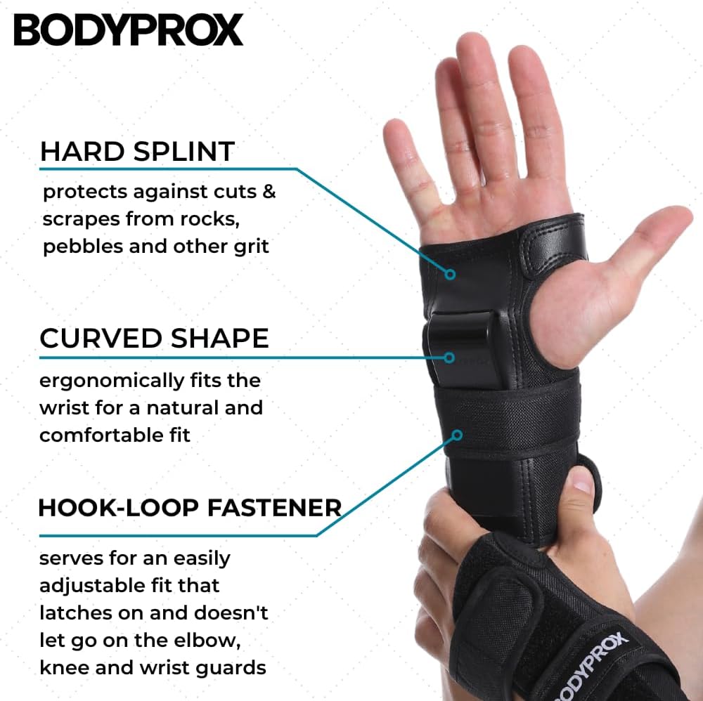 BODYPROX Knee Pads, Elbow Pads & Wrist Guards Set - Ultimate Protection for Skating & BMX Riding