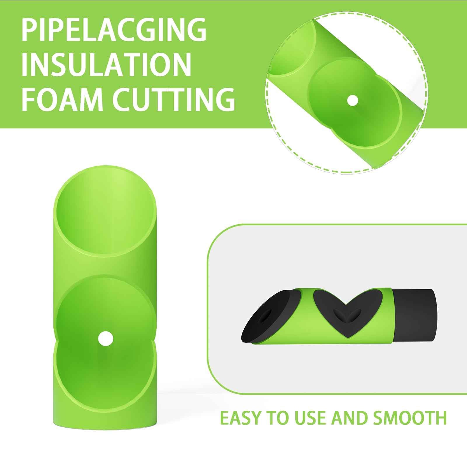6PCS Foam Pipe Insulation Cutter Tool, Cutting Guide Clip Jig for Homes, Industries and Commercial Places, Versatile Foam Pipe Insulation Cutter Fixture 15mm, 22mm, 28mm, 40mm, 46mm, 53mm【Green】