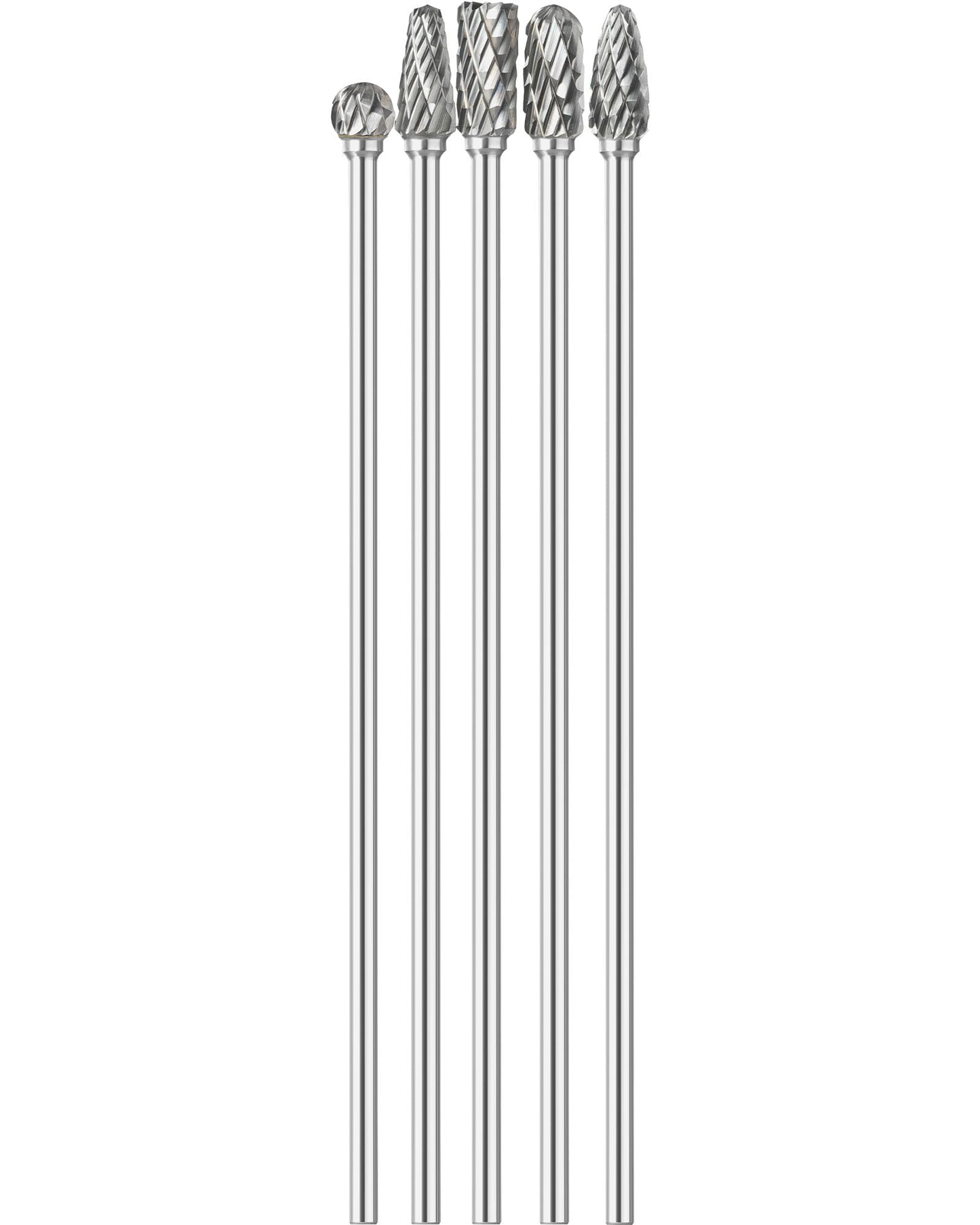 Sworker 5Pcs Long Carbide Burr Set 1/8" Shank Total L 4.4" Compatible with Dremel Die Grinder Bits Cut Port Grind Metal Cast Iron Steel Aluminum Cylinder Head Engine Intake Exhaust Manifold Tight Area