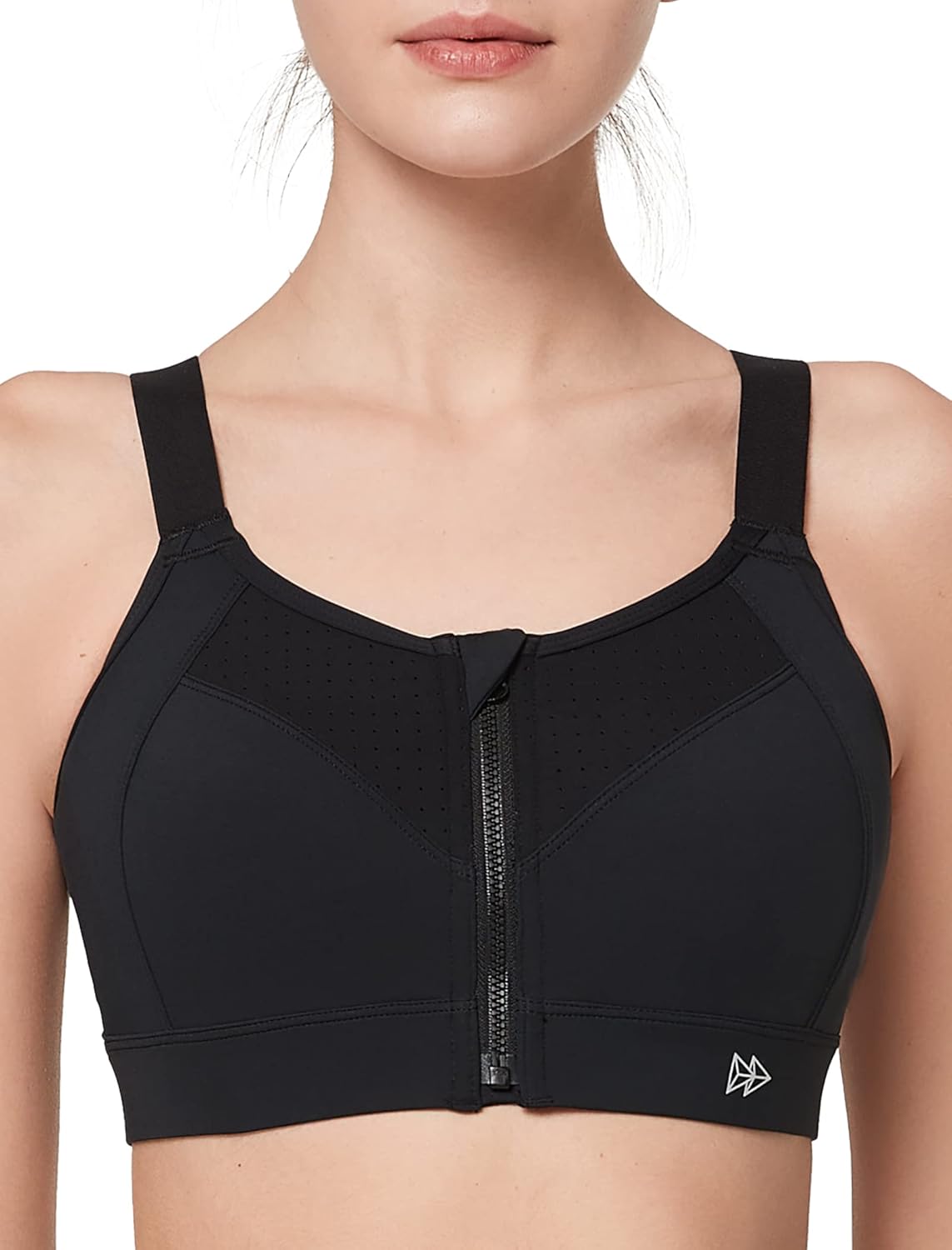 Yvette Adjustable Sports Bra - High Impact Zip Front Design | Plus Size Wireless for Running & Workouts