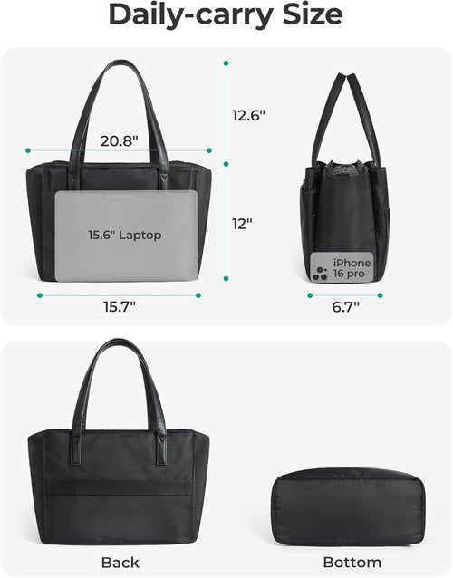 BAGSMART Tote Bag for Women - Versatile Work Tote with Zipper & Compartments | Stylish Crossbody Handbag