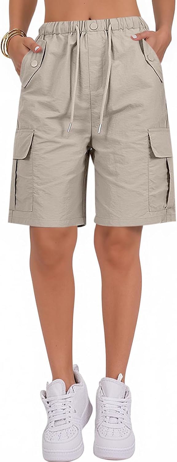 Skiennix Bermuda Shorts for Women - Quick Dry Cargo Shorts with Pockets | Knee Length Hiking Shorts