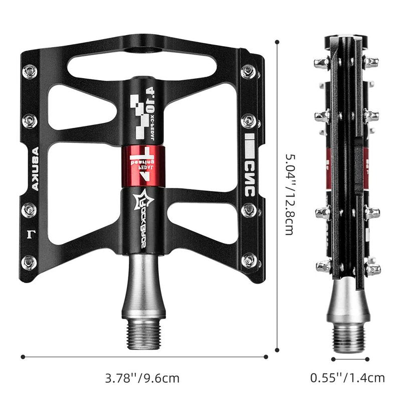 ROCKBROS 4 Bearings Mountain Bike Pedals MTB Padals Platform Flat Bike Pedals Aluminum Alloy 9/16"