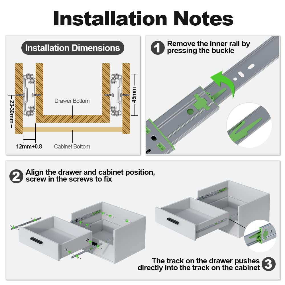 FivePears 6 Pairs 24 Inch Heavy Duty Soft Close Drawer Slides, 150 Lb Load Capacity Full Extension Ball Bearing Side Mount Drawer Runner, Rv Tool Box Kitchen Cabinet Drawer Self Closing Glide Rails
