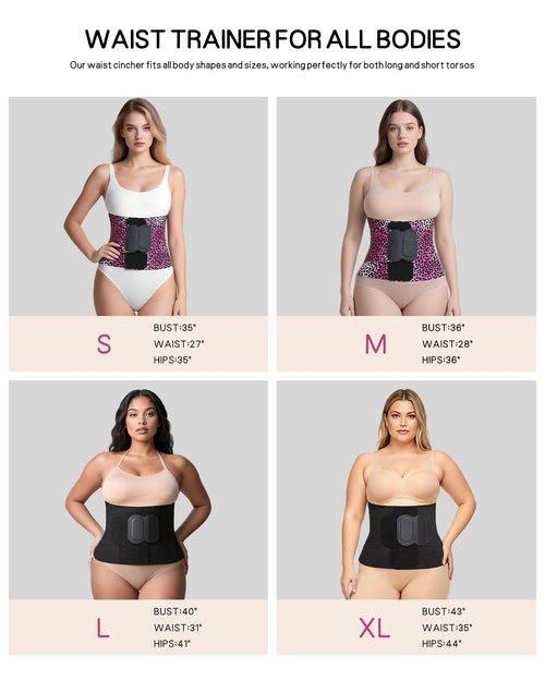 anylost Waist Trainer for Women Belt Body Shaper Corset with Tummy Control for Workouts, Ab Belt Waist Cincher Shapewear with Triple Wrap for Daily Wear, Fuchsia Leopard Print