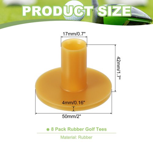 PATIKIL Rubber Golf Tee, 8 Pack 1.7 Inch Golf Practice Tees Training Driving Range Tee Stable Golf Ball Holder for Outdoor Indoor Hitting Mat Golf Mat, Yellow