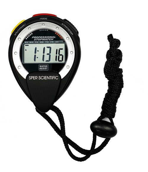 Sper Scientific Large Display Water Resistant Stopwatch 810035A - Digital Stopwatch with Oversized Display, 1/100-Second Accuracy Split & Water-Resistant Design for Sports, Training & More