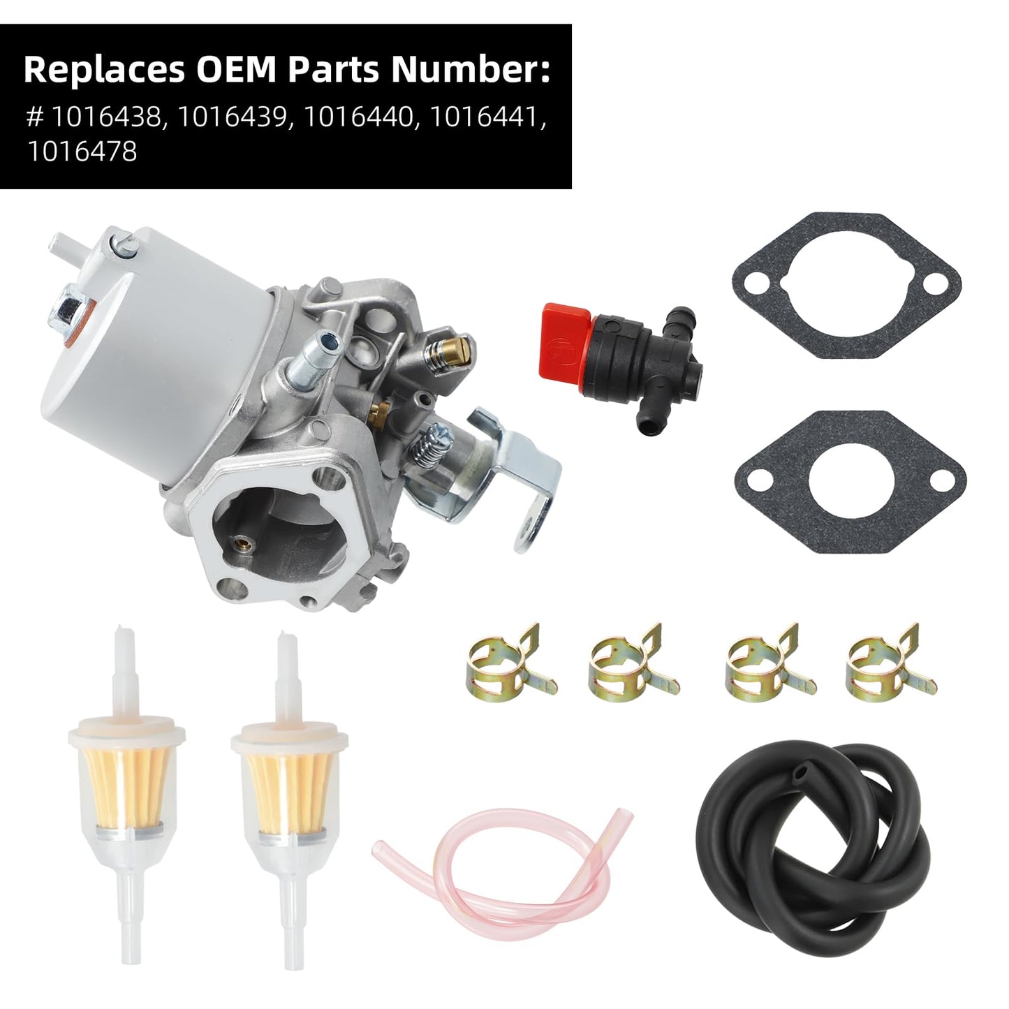 Roykaw Golf Cart Carburetor Kit Compatible with Club Car DS and Carryall with Kawasaki FE290 Engine (1992-1997) Gas Models, OEM# 1016438, 1016439, 1016440, 1016441, 1016478