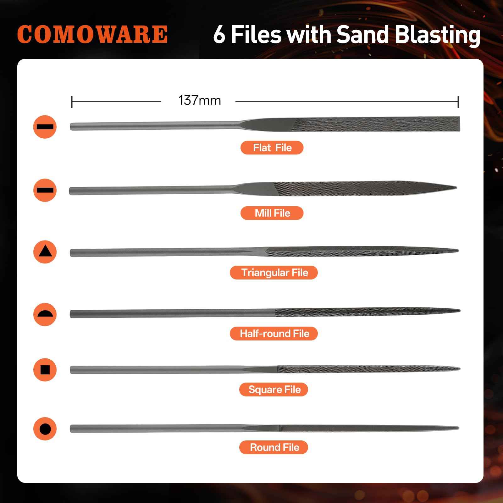 COMOWARE 17Pcs Handsaw & File Set with Blade Quick Change Mechanism, 10 Saw Blades & 6 Precision Files for Woodworking, DIY, Model Crafting, PVC/Metal Cutting Tools